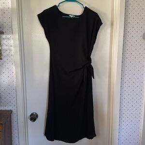 See You Monday Black Sheath Mini Dress Cap Sleeves